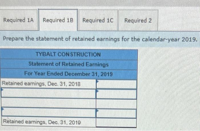 2019. The December 31. 2018, credit balance of the Retained Eamings account