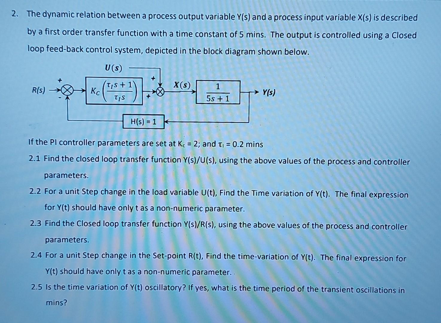  The dynamic relation between a process output variable Y(s) and a
