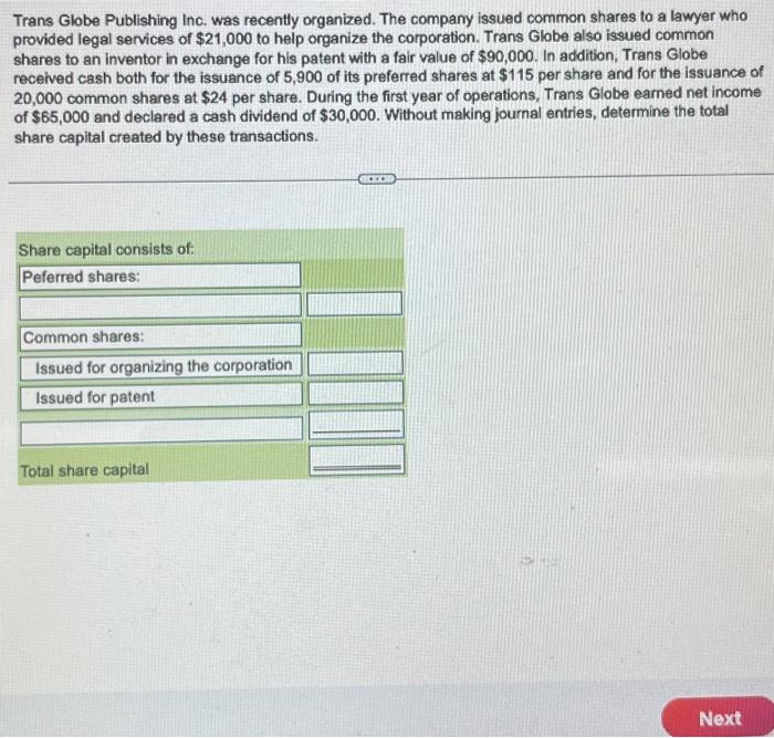 i really need help please help asap, thank u Trans Globe Publishing