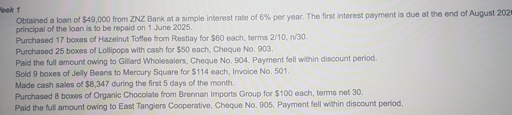  Answer I need a general journal Week 1 Obtained a loan