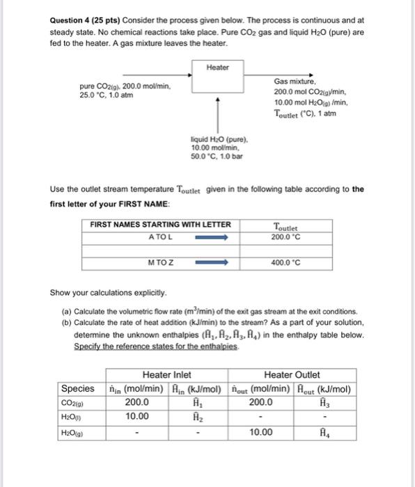  Question 4 (25 pts) Consider the process given below. The process