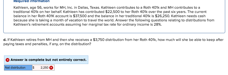  Required information Kathleen, age 56, works for MH, Inc. in Dallas,