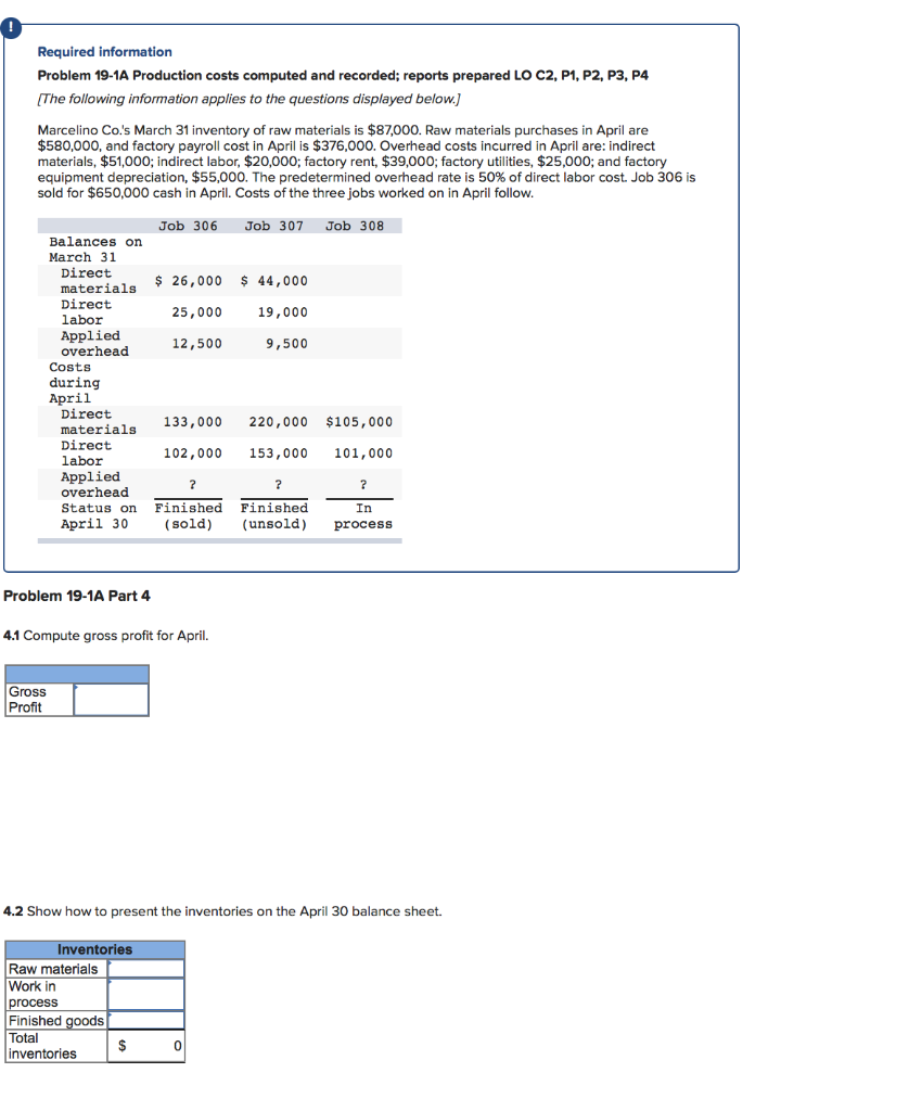 Required information Problem 19-1A Production costs computed and recorded; reports prepared