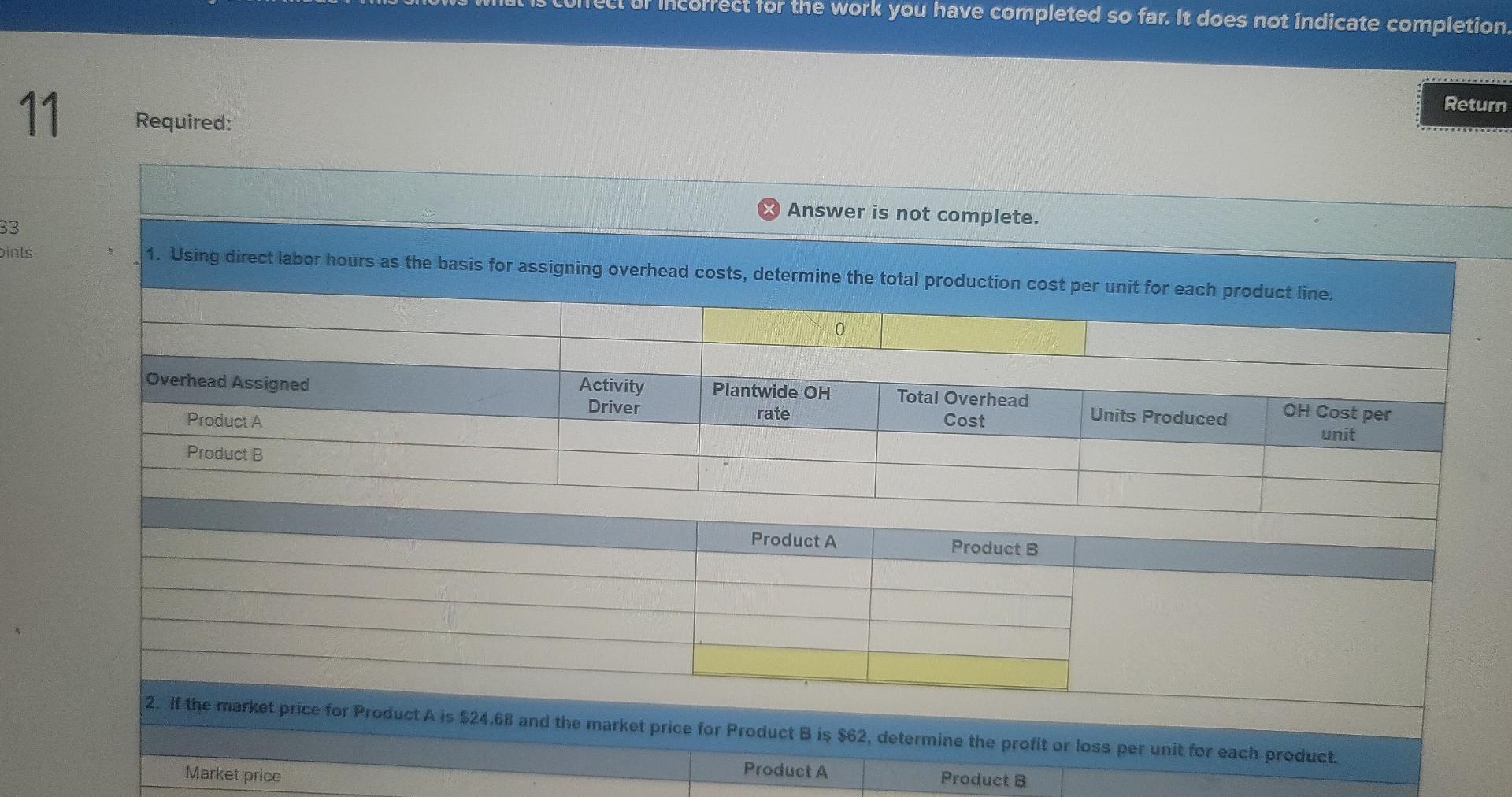 what is correct or incorrect for the work you have completed so