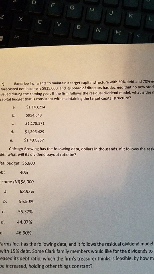 please help answer financial management with solutions Alt 70% e Banerjee Inc.