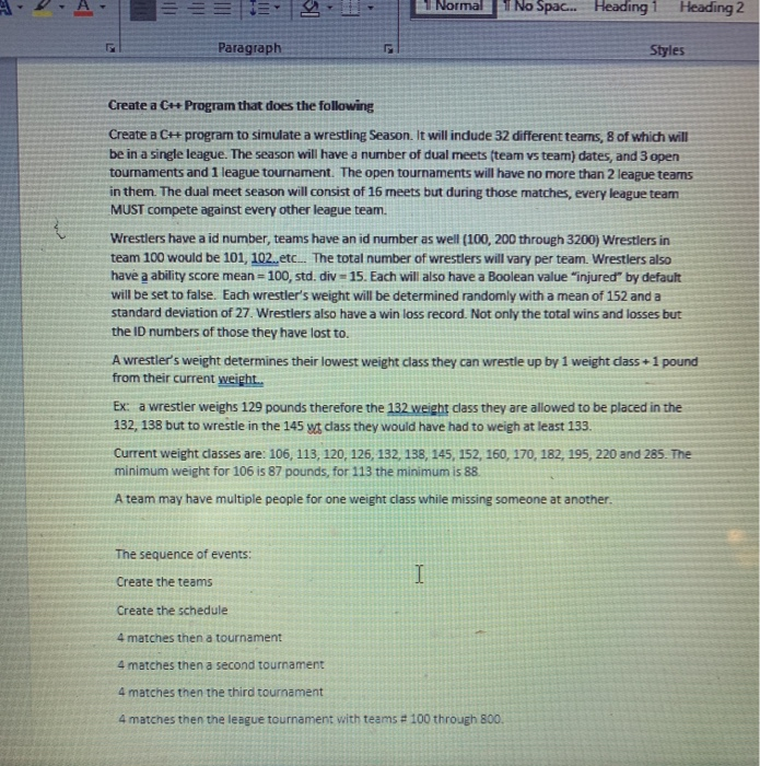  I No Spac. Heading 1 1 Normal Heading 2 Paragraph Styles