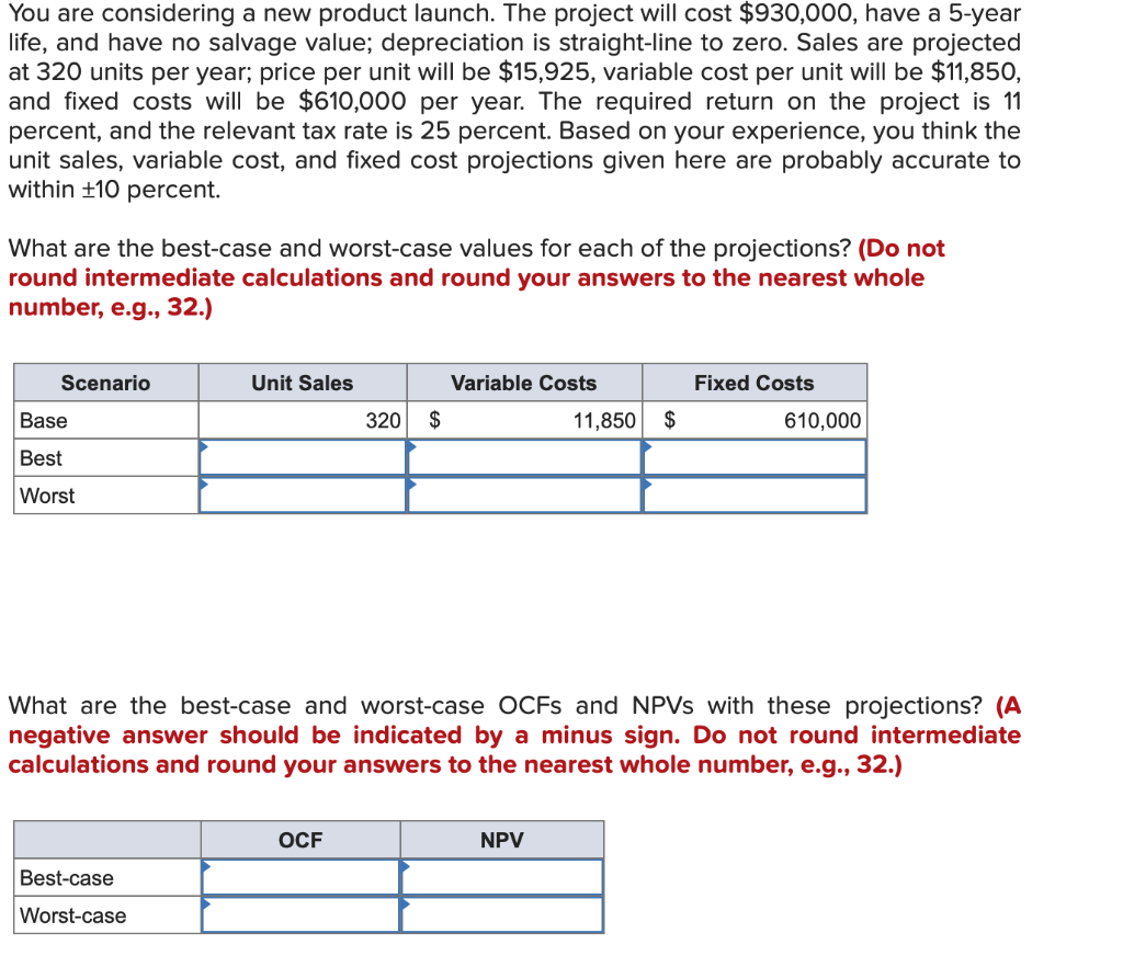  You are considering a new product launch. The project will cost