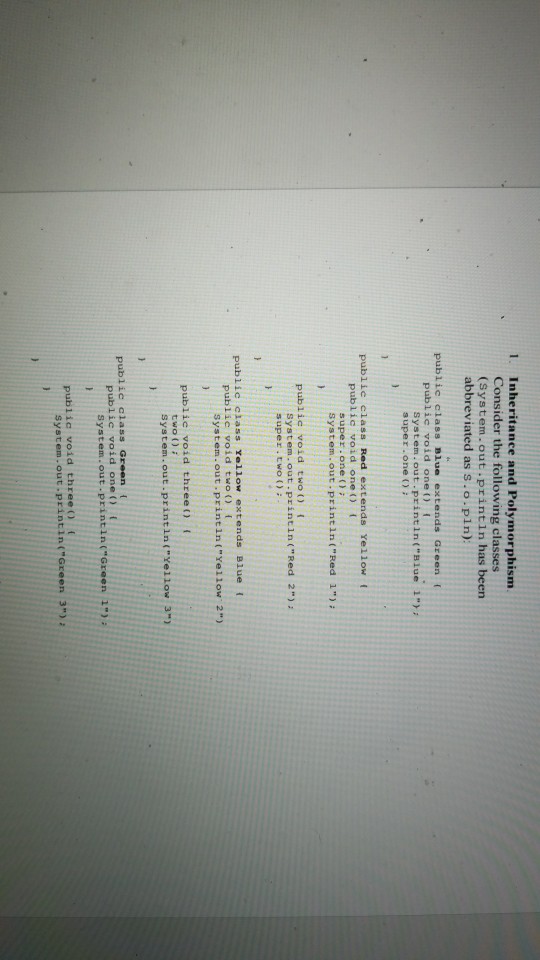  the output for this code 1. Inheritance and Polymorphism Consider the