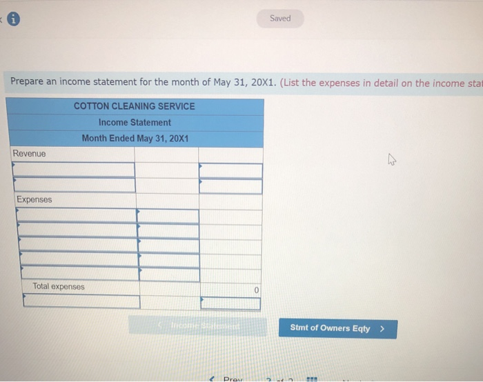 the transactions of Cotton Cleaning Service during May. The business is owned
