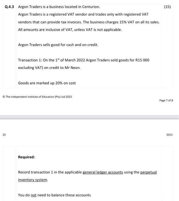 please help? previous answer given by chegg was not clear. Q.4.3 Argon