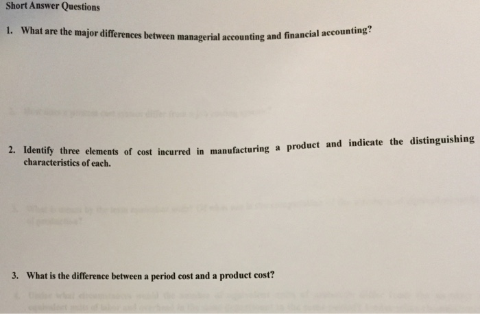  Short Answer Questions 1. What are the major differences betwee n