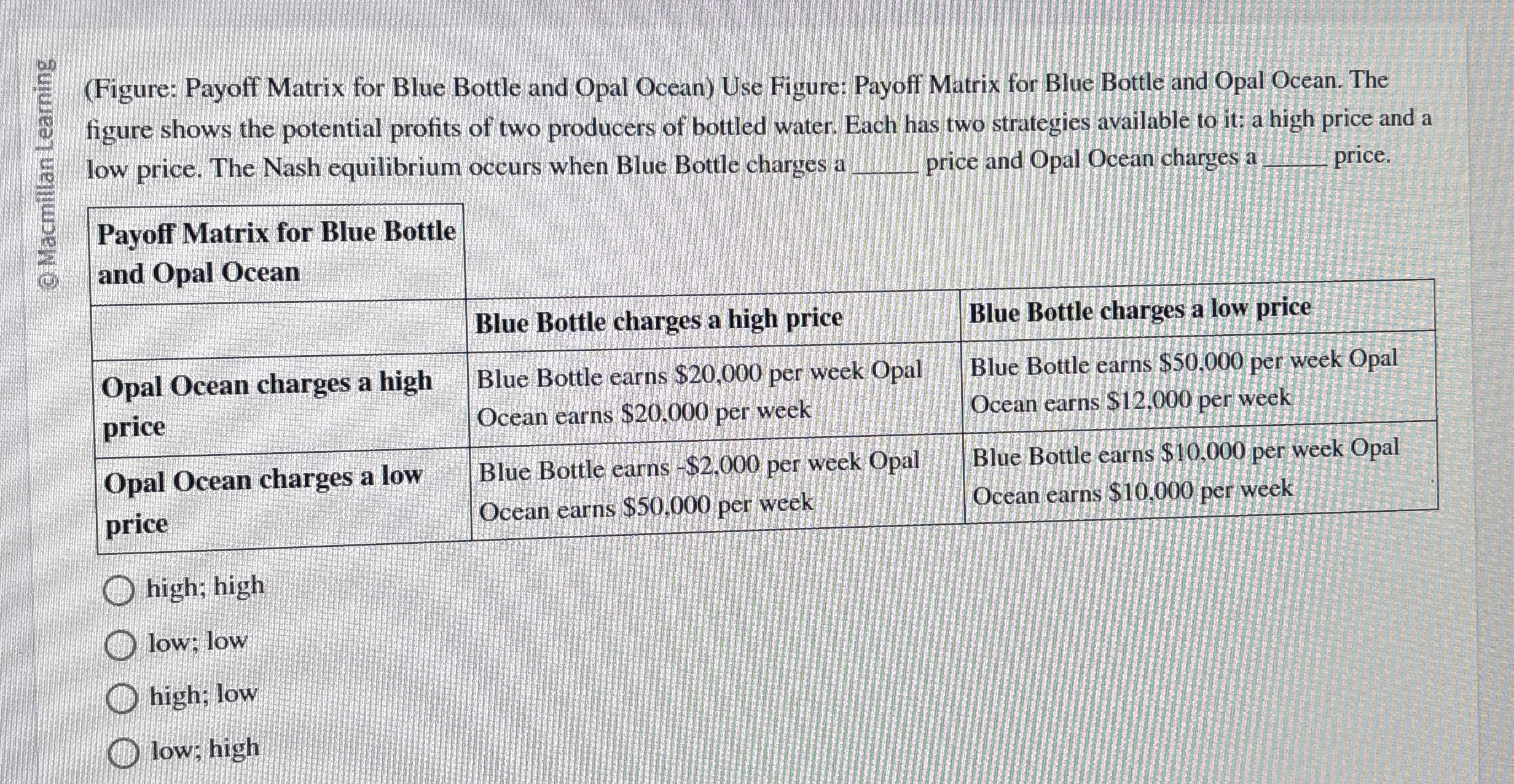  sc 5c 25 0? ?bar(5) 02 0 (Figure: Payoff Matrix for