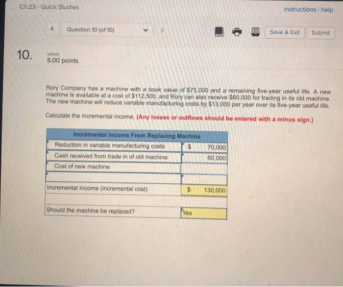  Ch.23 - Quick Studies Instructions I help Question 10 (of 10)
