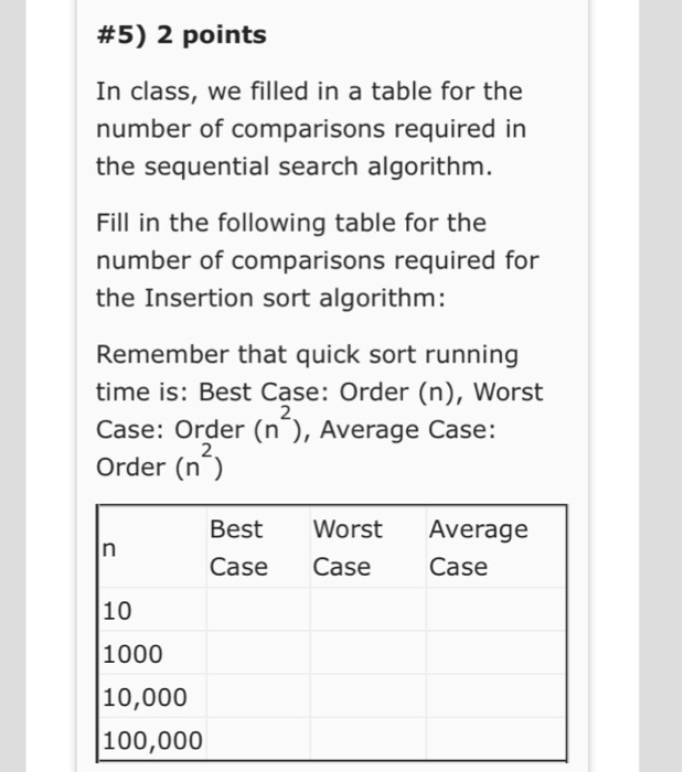 John a) Search this list for each name in turn using sequential