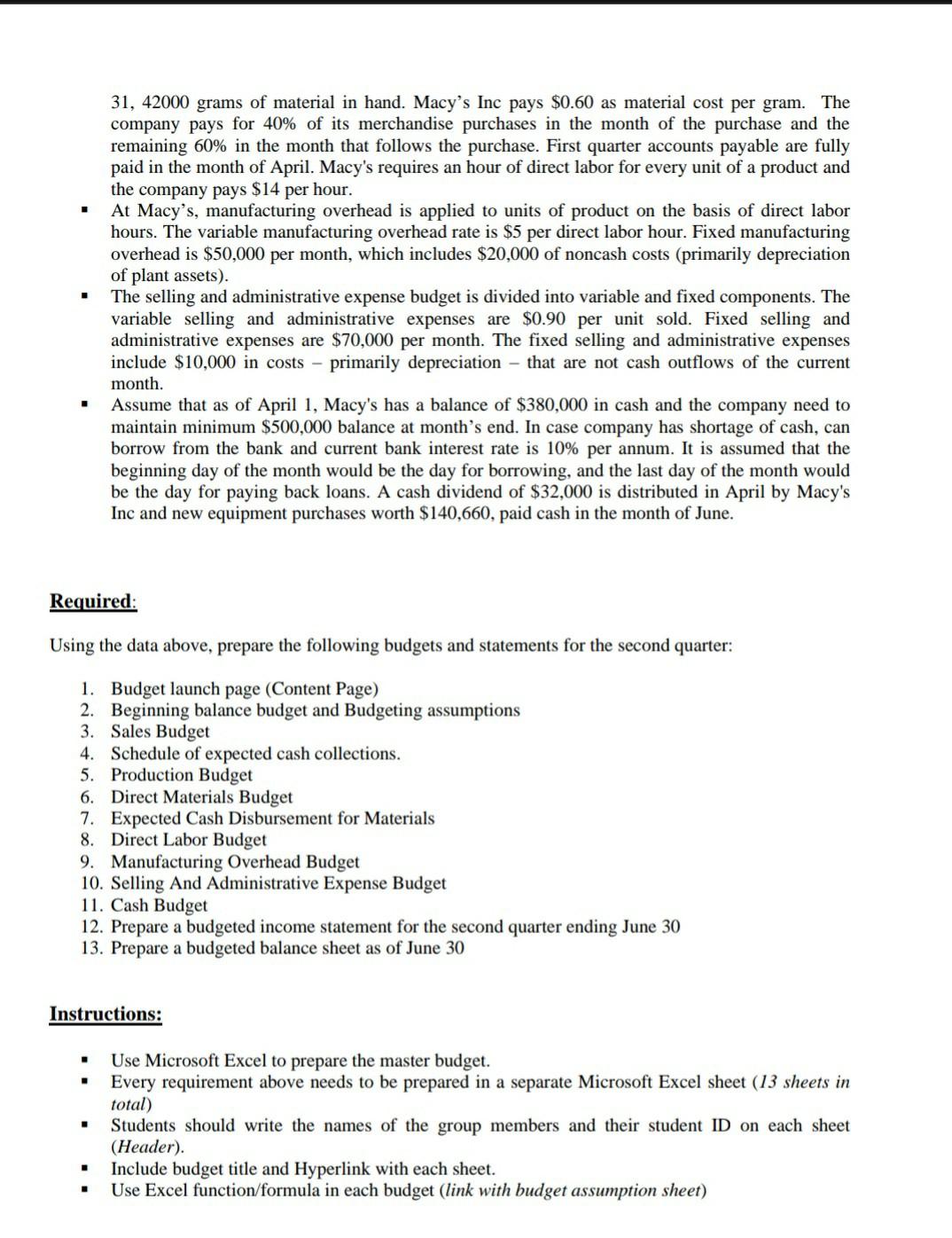 it I need the answer in tables , I need the numbers