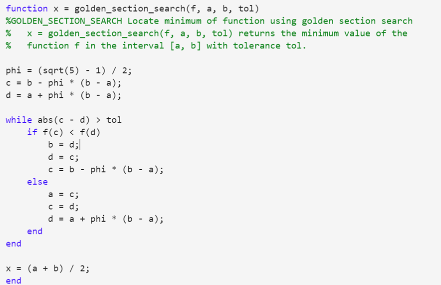 PLEASE CHANGE THIS MATLAB CODE TO SEARCH FOR THE MAXIMUM INSTEAD OF