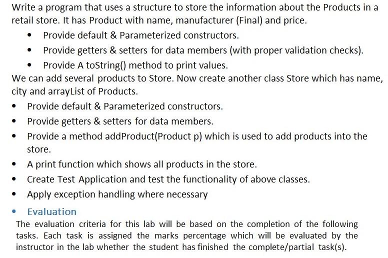 JAVA . Write a program that uses a structure to store the