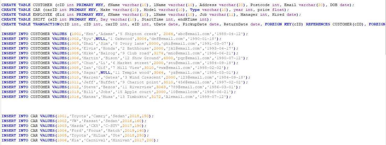  Answer these questions INSERT INTO EMPLOYEE VALUES (101,' 'Adam',' Smith','Manager', 102,'