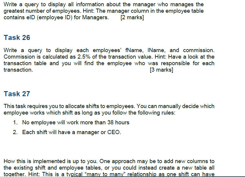 INSERT INTO EMPLOYEE VALUES (103, 'Eliza',' Rynd','Manager', 102, '1999-03-07') INSERT INTO EMPLOYEE