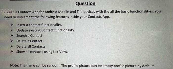  Design a Contacts App for Android Mobile and Tab devices with
