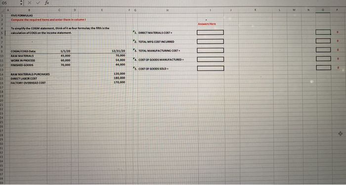  Os E H L a 1 2 D FIVE FORMULAS Compute