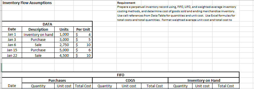 Inventory Flow Assumptions Prepare a perpetual inventory record using, FIFO, LIFO,