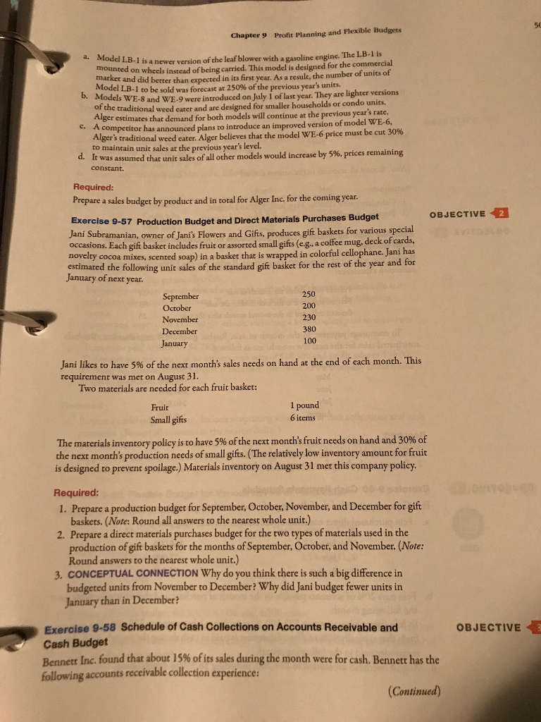  I need help answering Exercise 9-57 Part 1 and 2. If