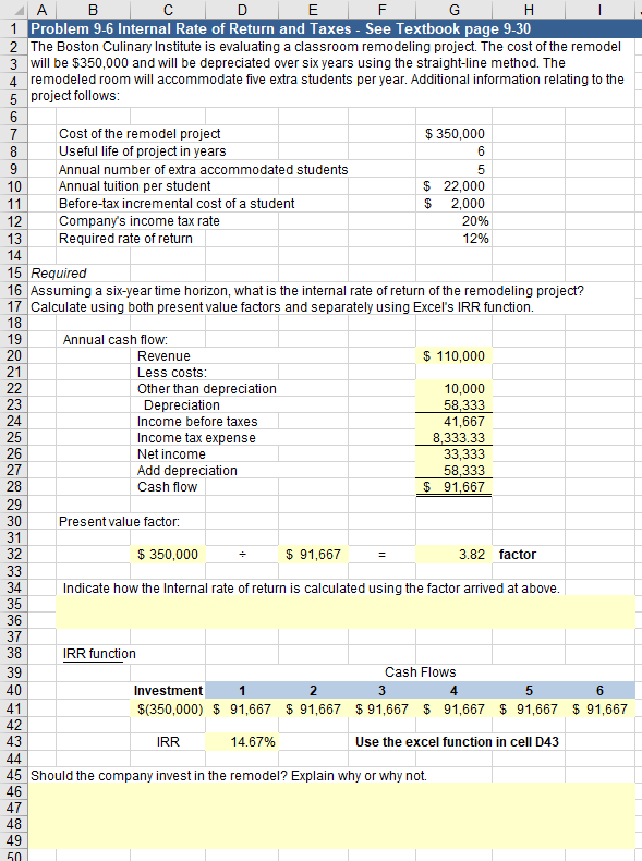  Please answer the two remaining questions: Indicate how the IRR is