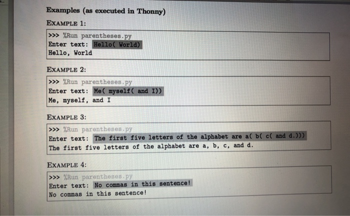 all his commas with an opening parenthesis '(', and then inserts a