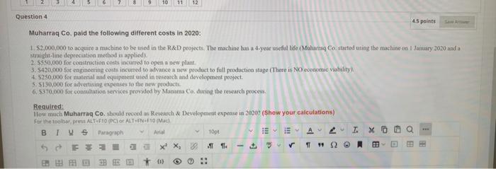 following different costs in 2020 1 $2,000,000 to acquire a machine to