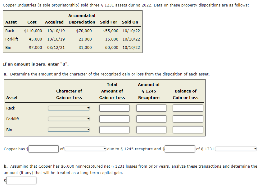 If an amount is zero, enter " 0 ". a. Determine