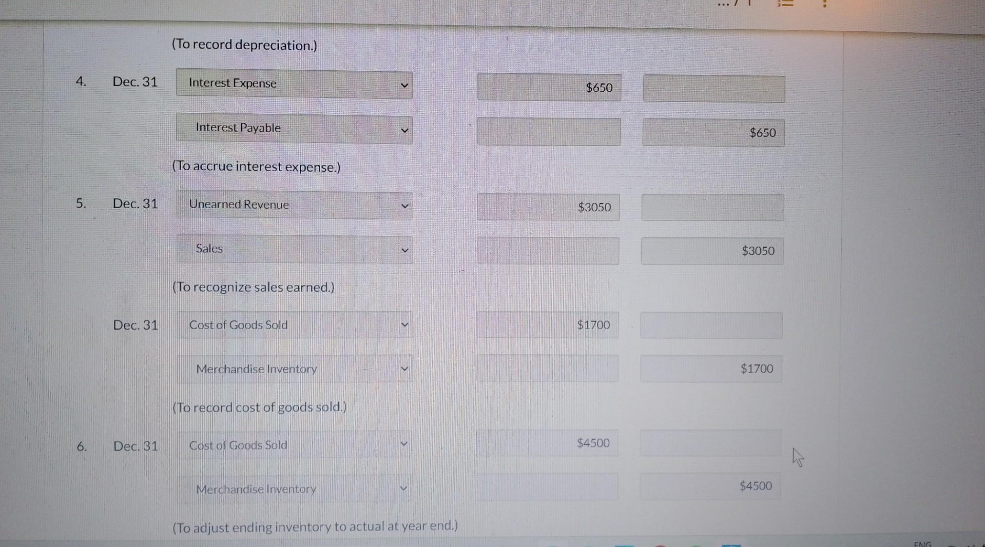 Sales returns and allowances 2,200 Sales discounts 3,250 Cost of goods sold