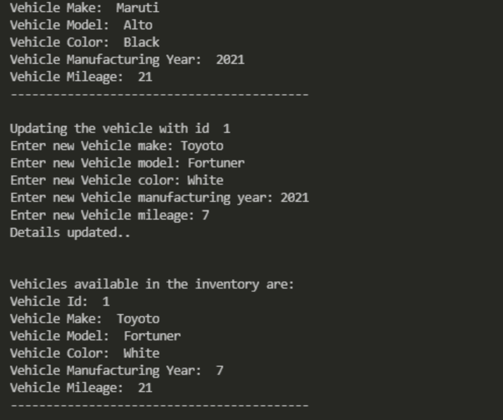 I used the following codes and having a problem. When I update