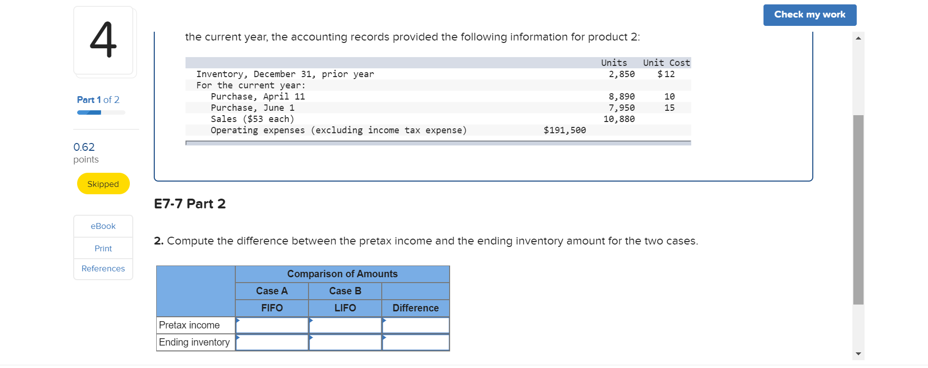 Statement Effects of LIFO and FIFO LO7-2, 7-3 Part 1 of 2