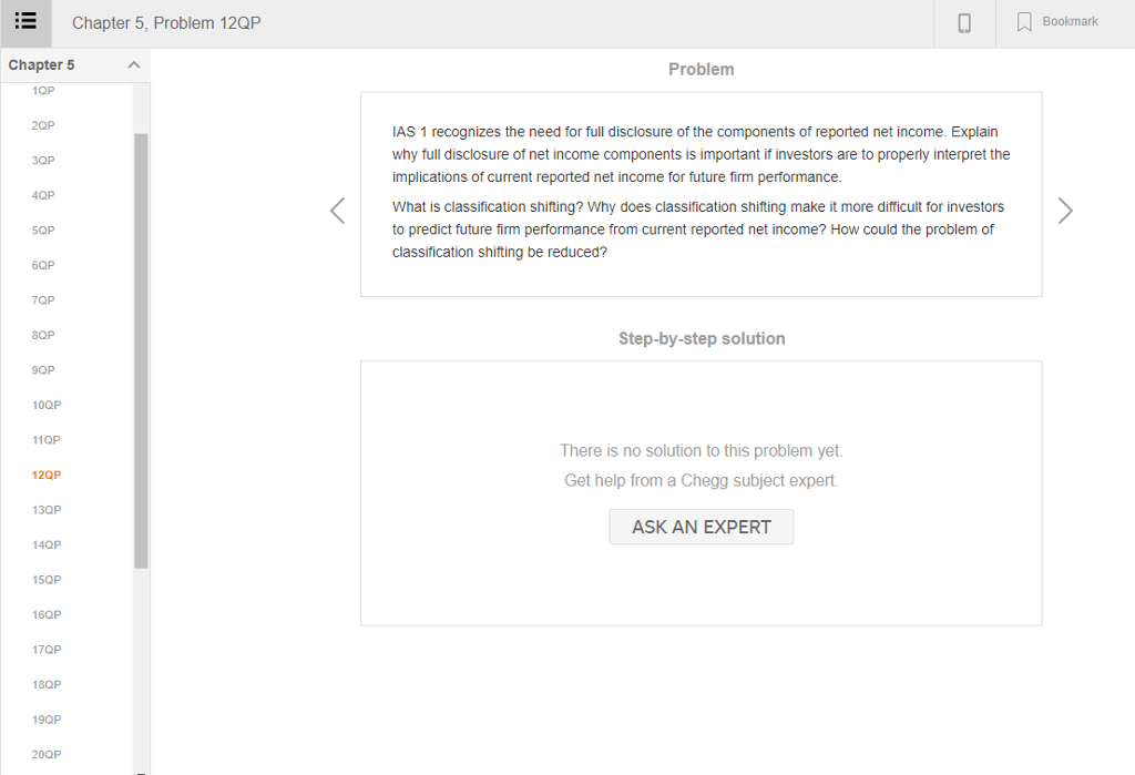 Chapter 5, Problem 12QP Bookmark Chapter5 Problenm 1QP 2QP AS 1