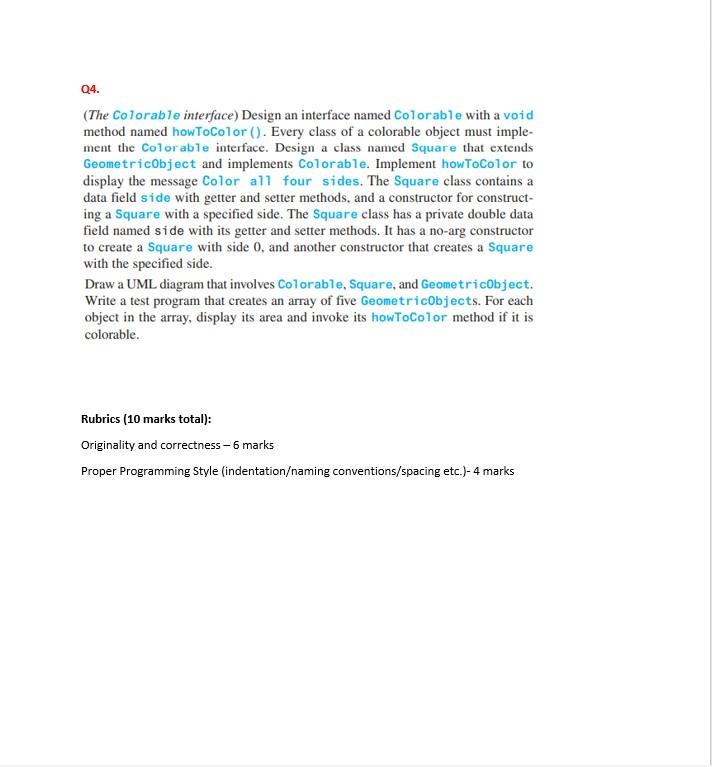 conform to proper Java programming style and documentation. Especially regarding naming conventions.