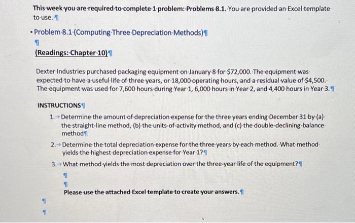 using excel is required for this assignment This week you are required