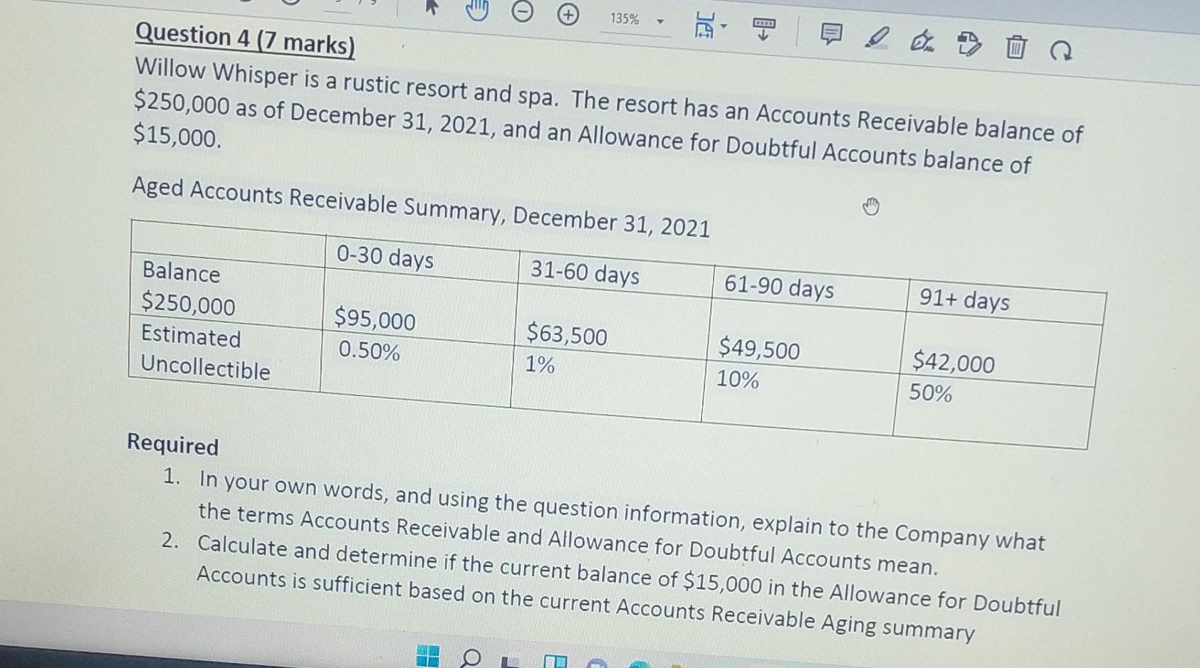  135% JS , & Em D Question 4 (7 marks) Willow