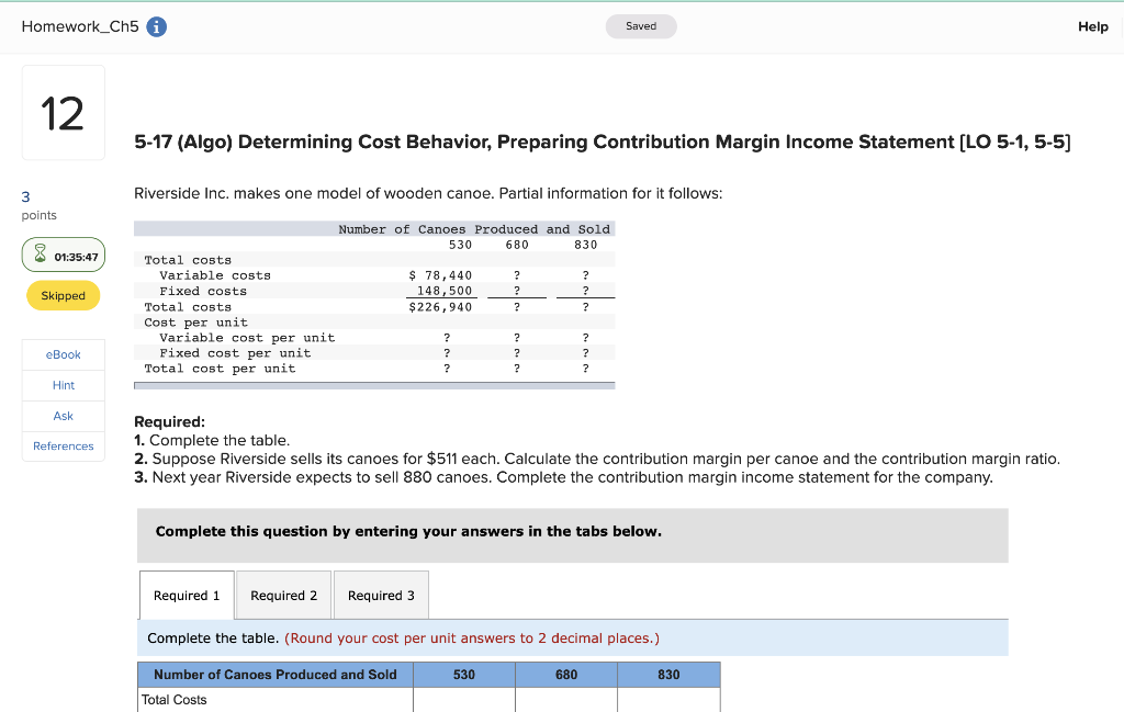  5-17 (Algo) Determining Cost Behavior, Preparing Contribution Margin Income Statement [LO