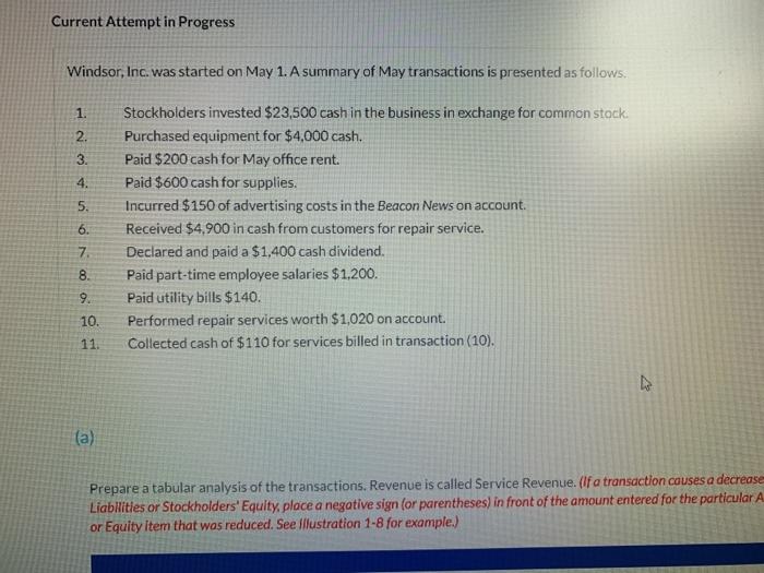  Current Attempt in Progress Windsor, Inc. was started on May 1.