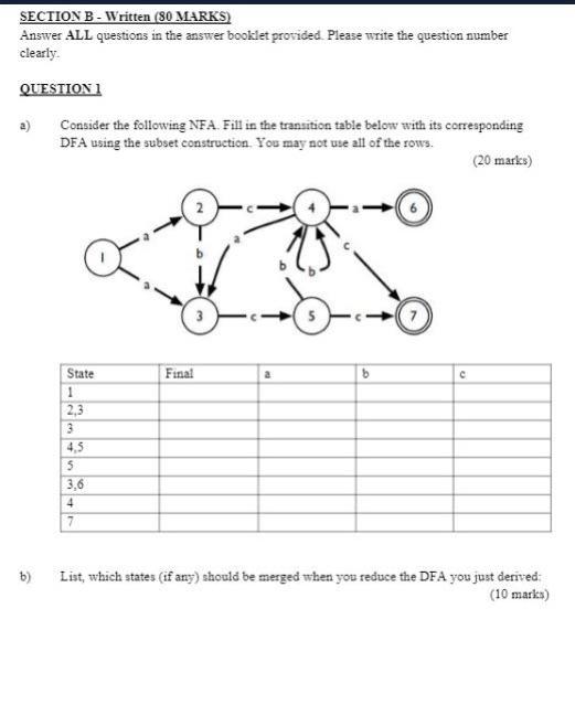  SECTION B - Written (80 MARKS) Answer ALL questions in the