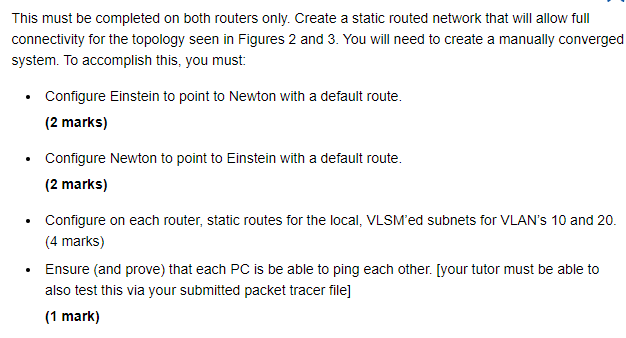  This must be completed on both routers only. Create a static