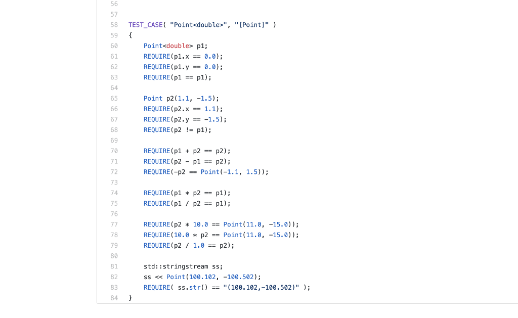 C++ only Create point.hpp header file and implement Point class. Pass all