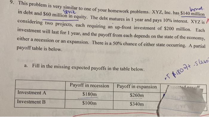  a. on the table below fill in the expected payoffs b.