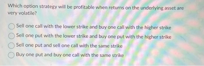  Which option strategy will be profitable when returns on the underlying
