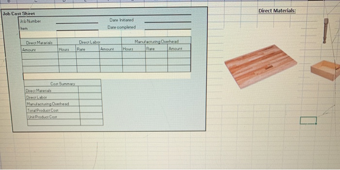 keeping track of the costs incurred to manufacture the tables using Job