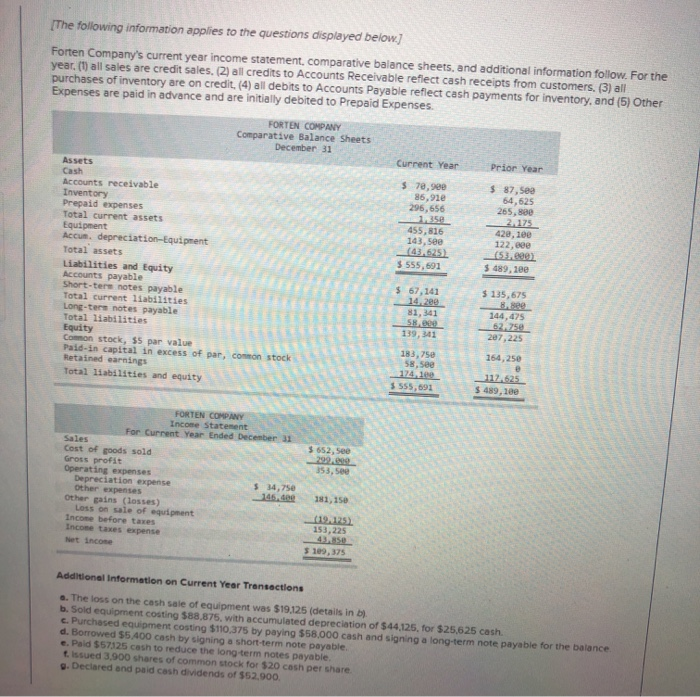and prior years follow. LANSING COMPANY Income Statement For Current Year Ended