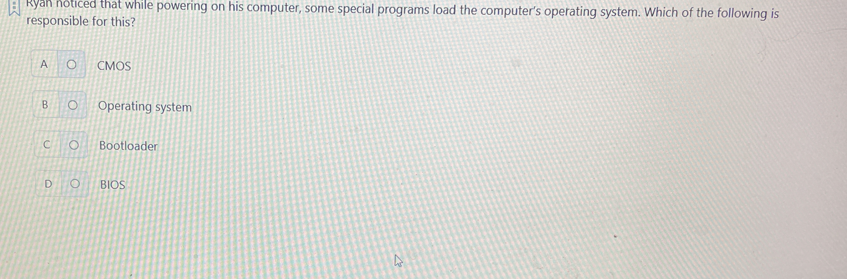  Ryan noticed that while powering on his computer, some special programs