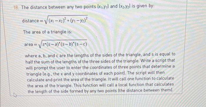 MATLAB script - thank you 8. The distance between any two points
