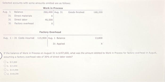 Multiple choice question!!! Please help!!! THANK YOU!!! Selected accounts with some amounts